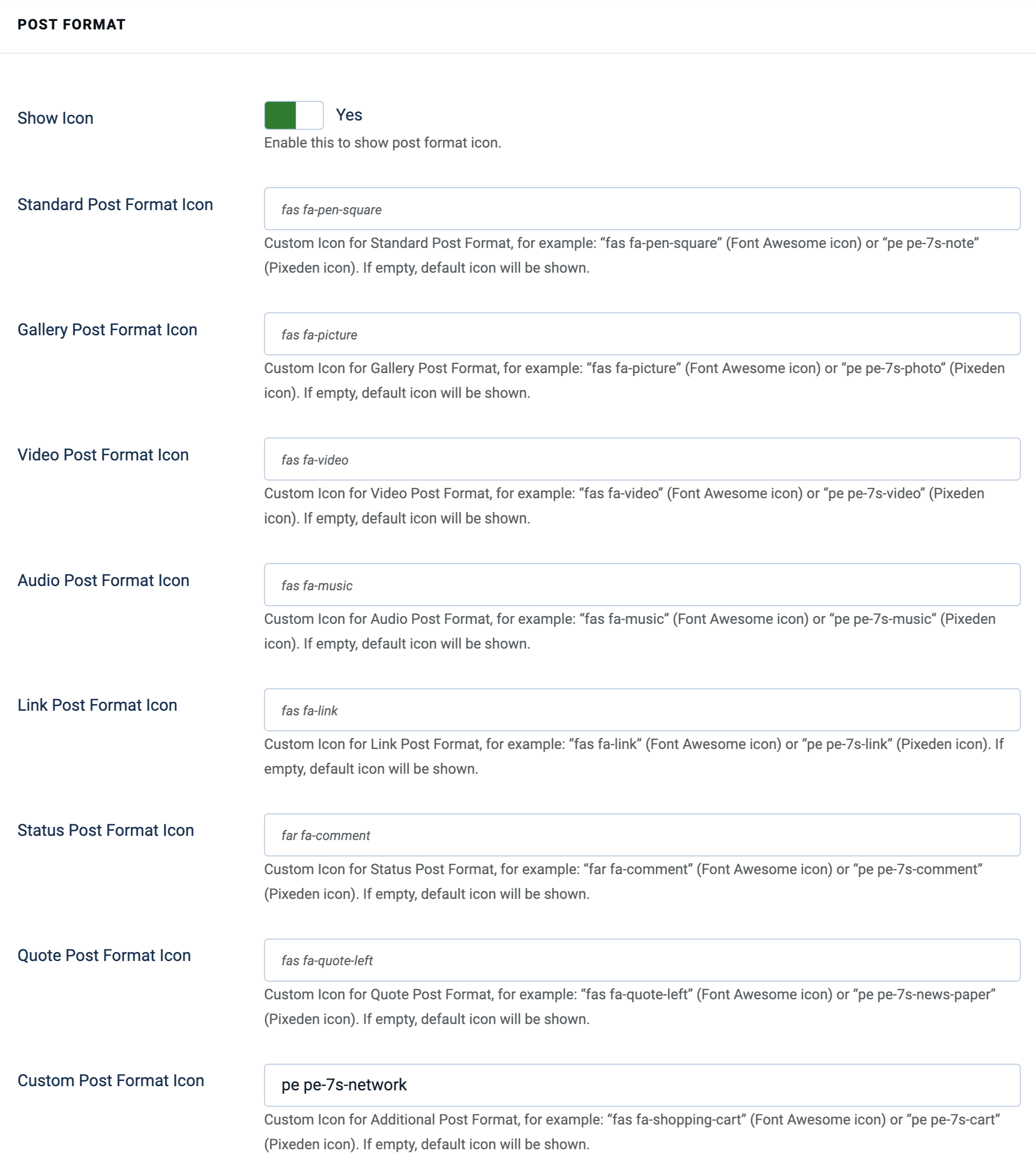 Blog Post Format Icons