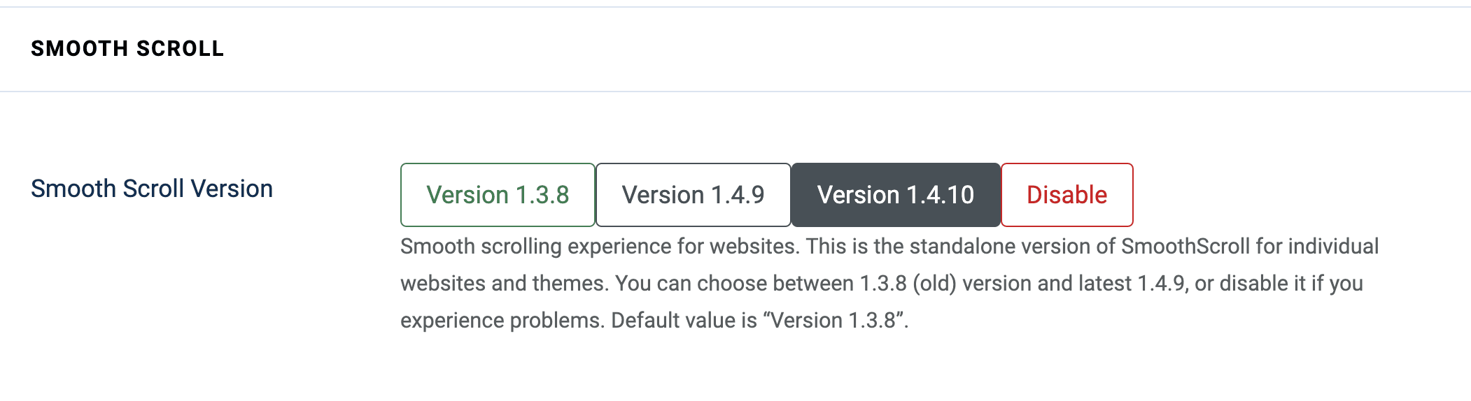 Smooth Scroll Settings