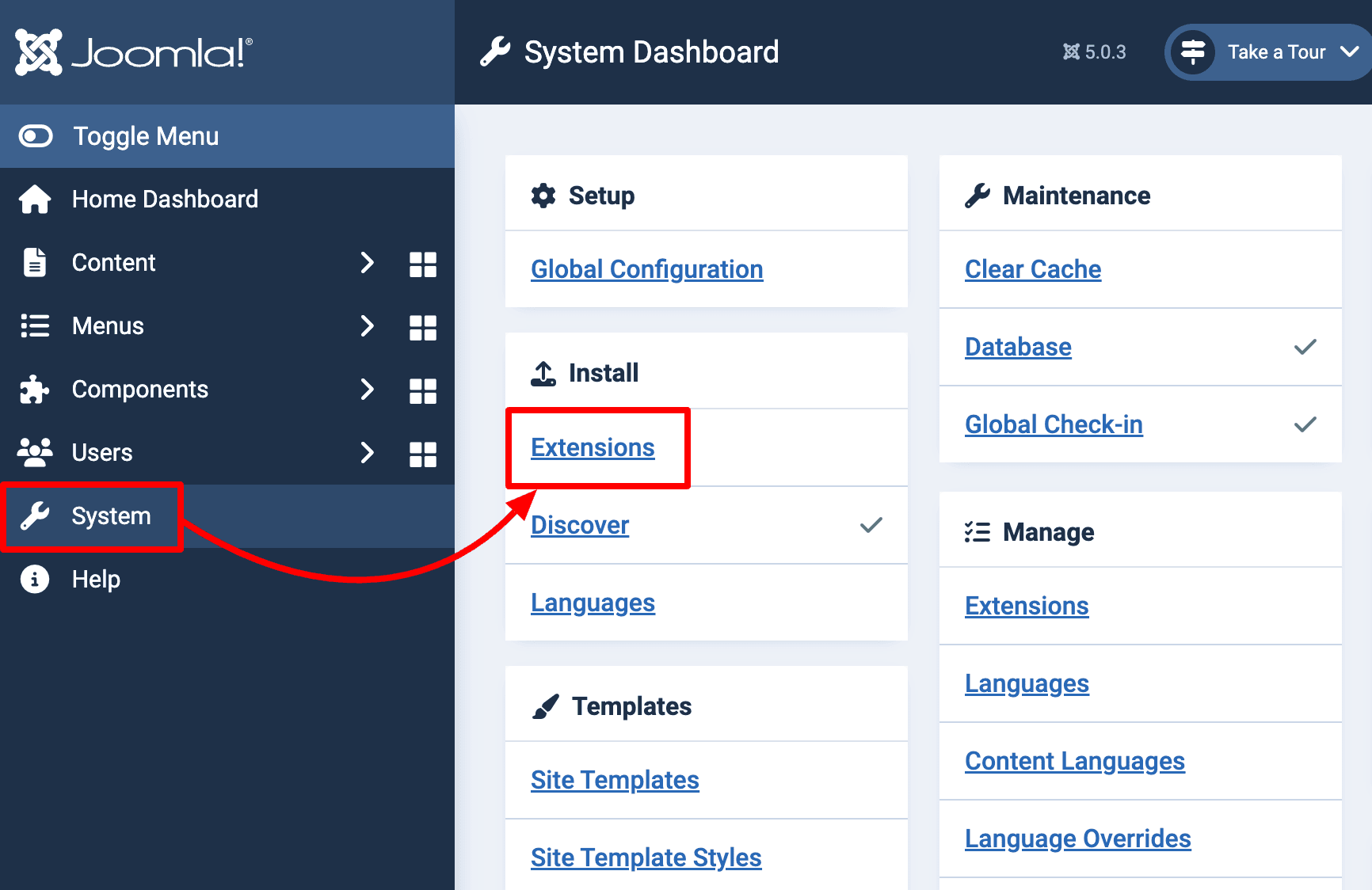Joomla Extensions Manager