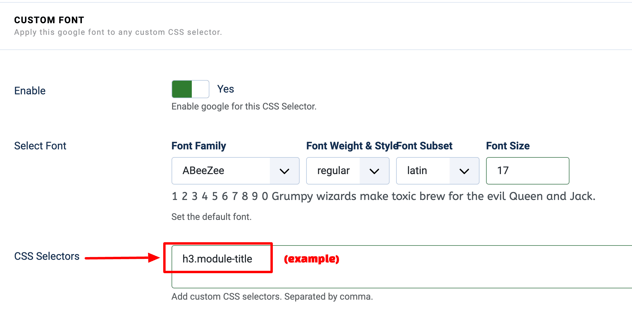 Custom Font Settings